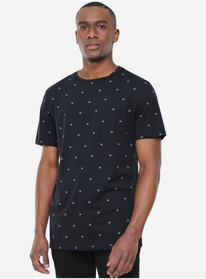 Camiseta Mini Print Cangrejos Color Negro, Talla Xs
