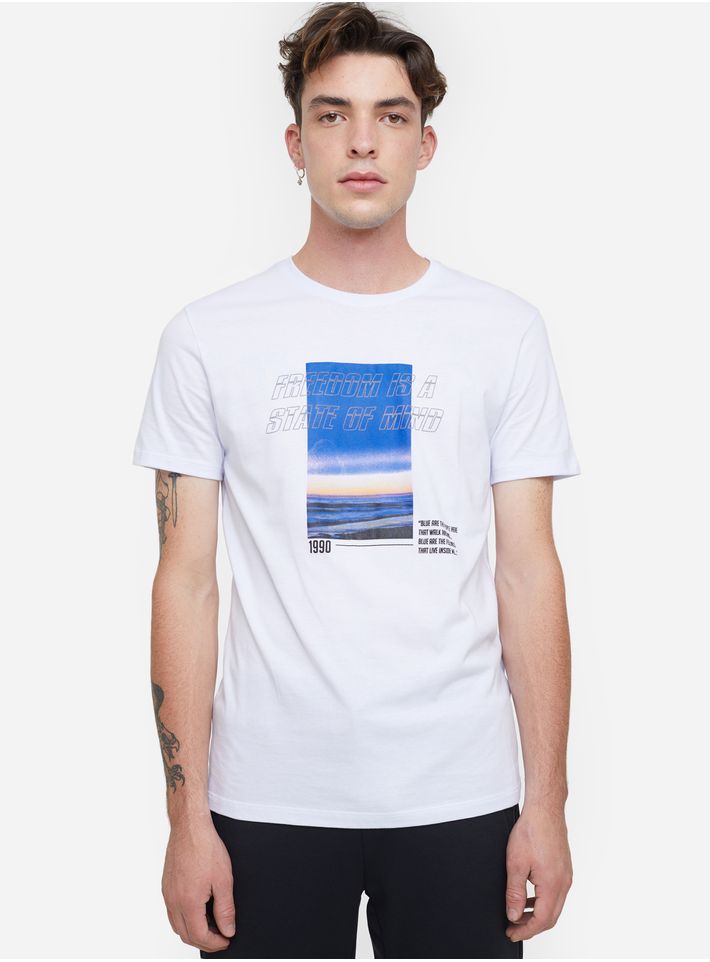 Camiseta Con Screen Color Blanco, Talla Xs