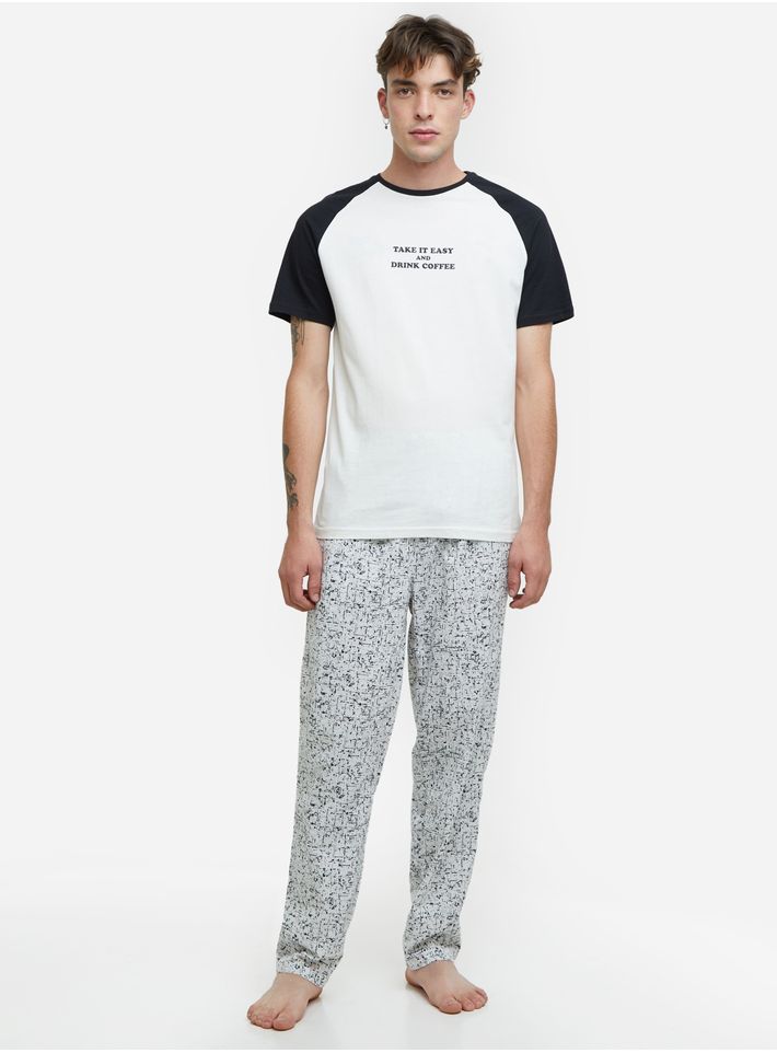 Pantalon Pijama Popelina Color Crema, Talla Xs
