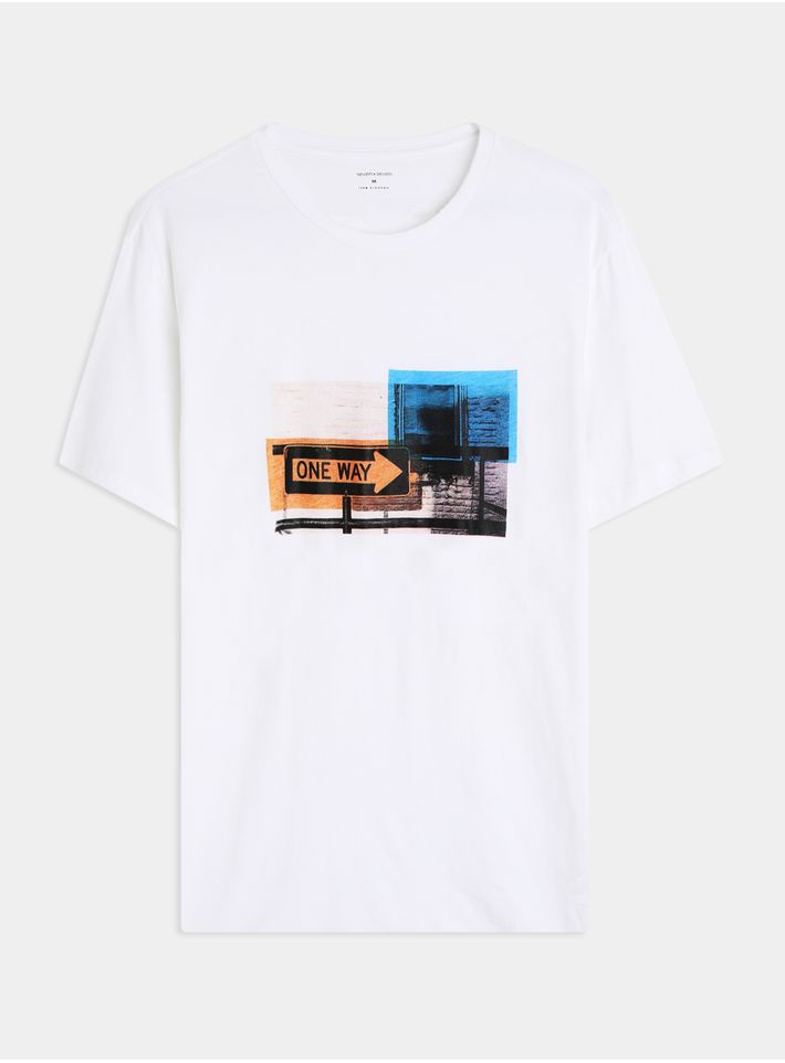 Camiseta Con Screen Fotografico Color Crudo, Talla Xs