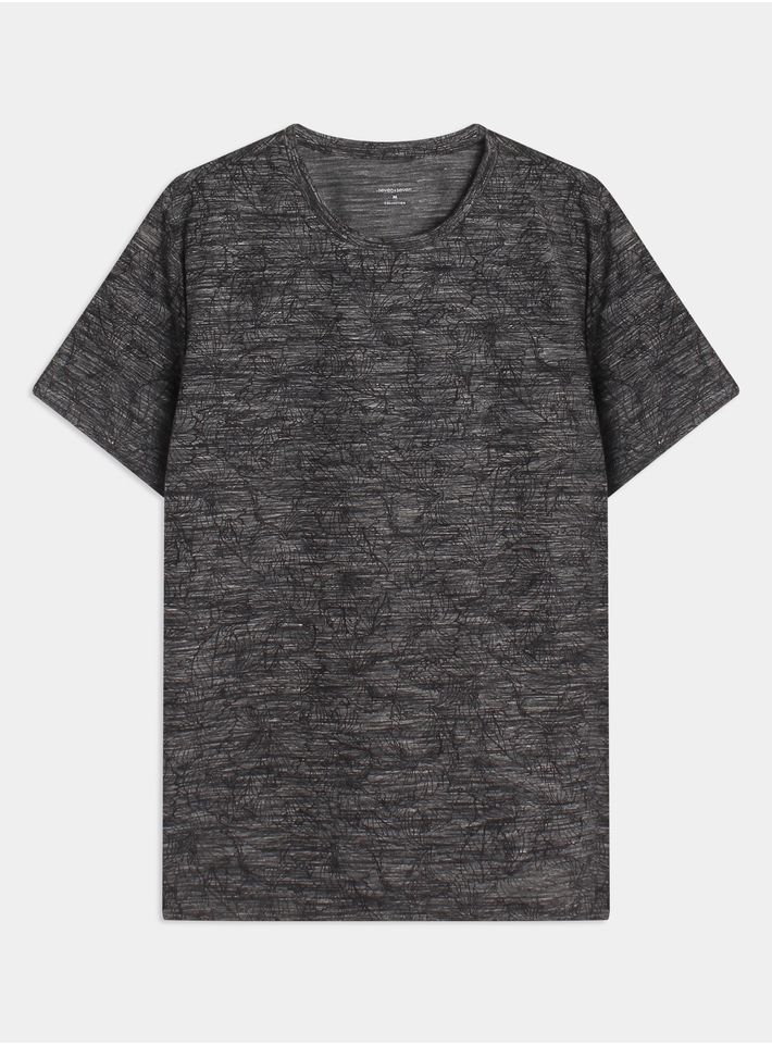 Camiseta Estampada Con Fondo Textura Color Negro, Talla Xs